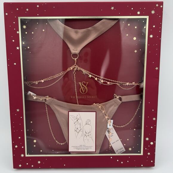 Victoria's Secret Very Sexy Starstruck Body Chain Playsuit Nude/Rose Gold XS/S - Picture 5 of 7